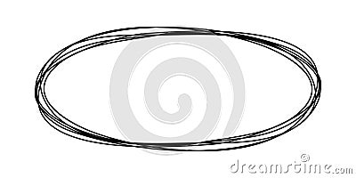 Grungy round scribble oval Vector Illustration