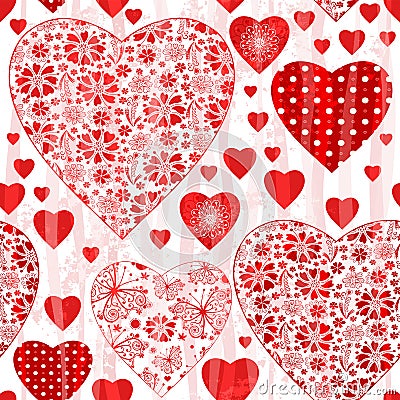 Grungy seamless valentine pattern Vector Illustration