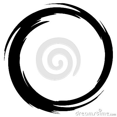Grungy smeared circle. Abstract splash shape silhouette. Vector Illustration
