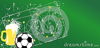 Grungy Soccer and beer design template Vector Illustration