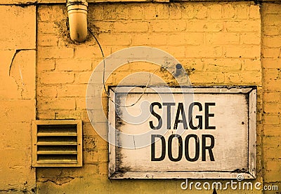 Grungy Stage Door Sign Stock Photo