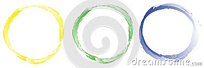 Grungy, textured circle element. Circular splatter shape Vector Illustration