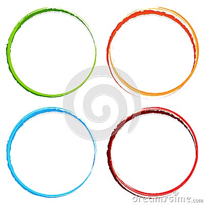 Grungy, textured circles - Colorful circles with splattered pain Vector Illustration