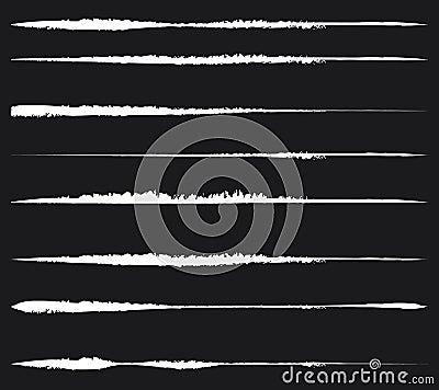 Grungy, textured lines for damage effects. Set of smudged, smear Vector Illustration