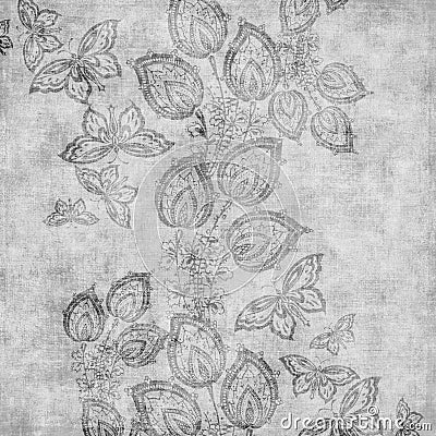 Grungy vintage floral damask scrapbook background Cartoon Illustration