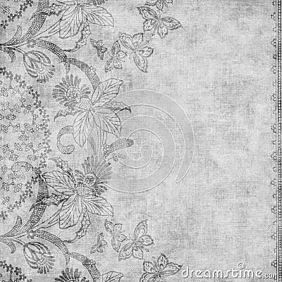 Grungy vintage floral damask scrapbook background Cartoon Illustration