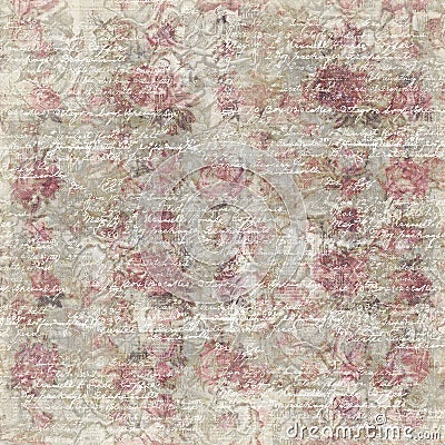 Grungy vintage rose flower botanical wallpaper background repeat Stock Photo