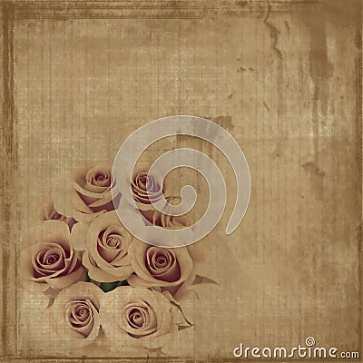 Grungy vintage roses on canvas Stock Photo