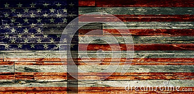 Textured Faded American Flag with Cross Stock Photo