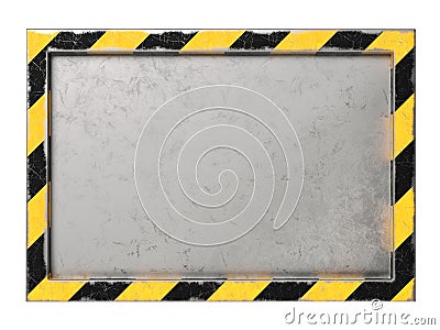 Grungy and worn hazard stripes textured board with copy space, 3d rendering Cartoon Illustration