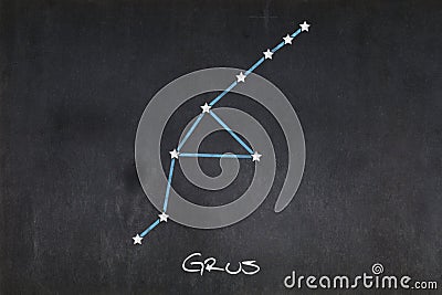 Grus constellation drawn on a blackboard Stock Photo