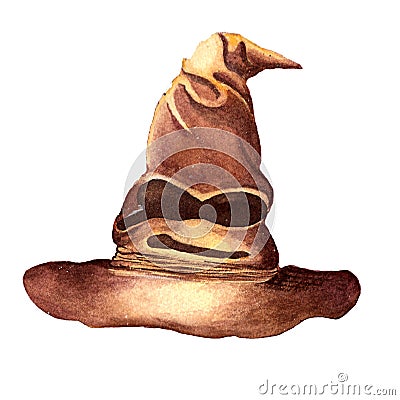 Gryffindor magic hat isolated on a white background. Stock Photo