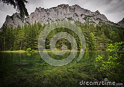 Famous Green lake - Gruener See - in Austria Stock Photo