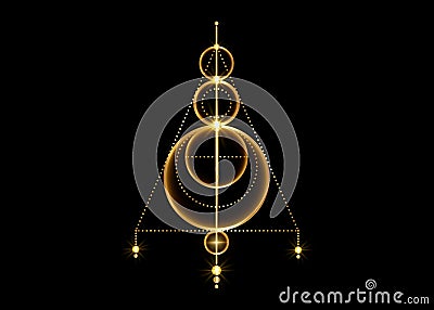Gold Sigil of Protection. Magical Amulets. Can be used as tattoo, golden logos and prints. Magic Alchemy of Sign Occult. Wiccan s Vector Illustration