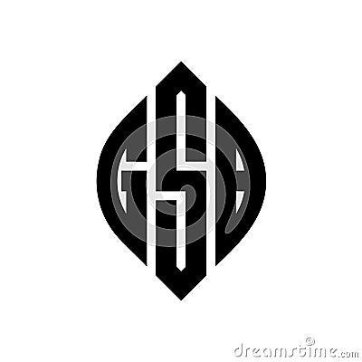 GSB circle letter logo design with circle and ellipse shape. GSB ellipse letters with typographic style. The three initials form a Vector Illustration