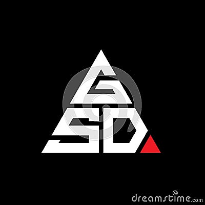 GSD triangle letter logo design with triangle shape. GSD triangle logo design monogram. GSD triangle vector logo template with red Vector Illustration