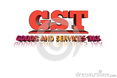 GST word in 3d illustration. Stock Photo