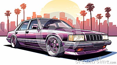 Gta Car Art: Audi With Californian Lowrider Design Cartoon Illustration