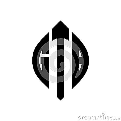 GTB circle letter logo design with circle and ellipse shape. GTB ellipse letters with typographic style. The three initials form a Vector Illustration