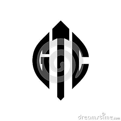 GTC circle letter logo design with circle and ellipse shape. GTC ellipse letters with typographic style. The three initials form a Vector Illustration