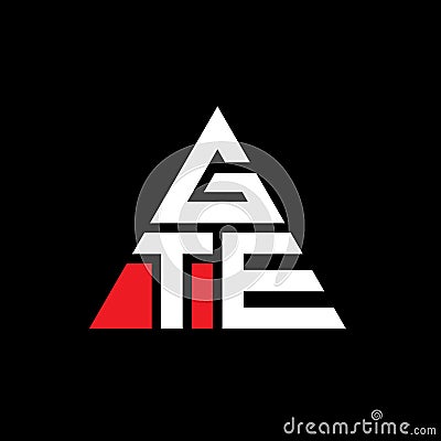 GTE triangle letter logo design with triangle shape. GTE triangle logo design monogram. GTE triangle vector logo template with red Vector Illustration