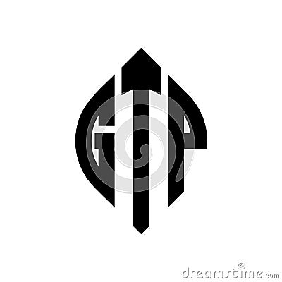 GTP circle letter logo design with circle and ellipse shape. GTP ellipse letters with typographic style. The three initials form a Vector Illustration