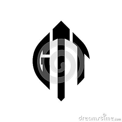 GTT circle letter logo design with circle and ellipse shape. GTT ellipse letters with typographic style. The three initials form a Vector Illustration