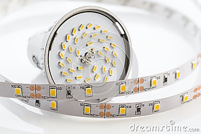 GU10 LED bulb with strips without silicone protection Stock Photo