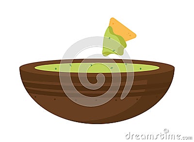 guacamole bowl and nachos Vector Illustration