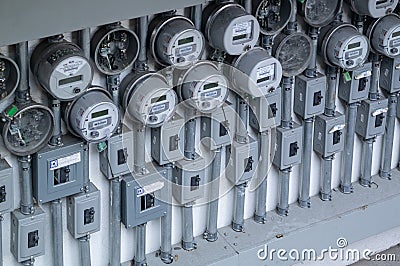 Guadalajara Jalisco, Mexico September 19, 2023: CFE electricity meters in the city of Guadalajara Mexico Editorial Stock Photo