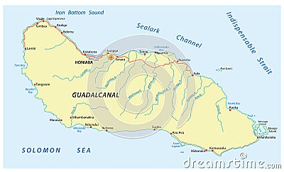 Guadalcanal Island map Vector Illustration