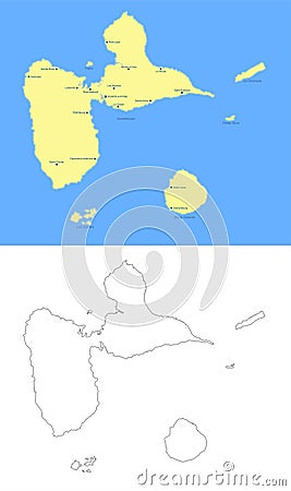 Guadeloupe archipelago map - cdr format Vector Illustration