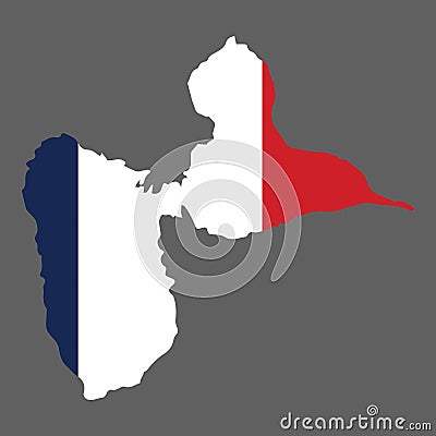 Guadeloupe Departments of France vector illustration flag and map logo design concept detailed Vector Illustration