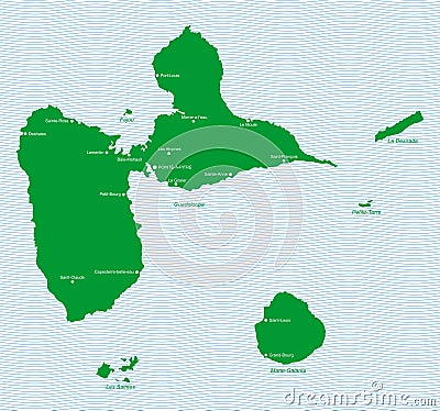 Guadeloupe archipelago map - cdr format Vector Illustration