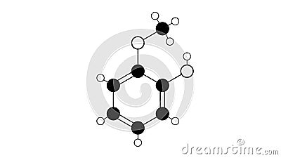 guaiacol molecule, structural chemical formula, ball-and-stick model, isolated image phenolic compound Stock Photo