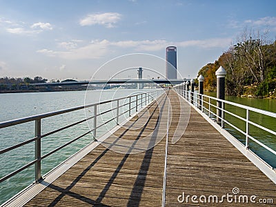 Gualdalquivir river and Pelli tower in the background Stock Photo