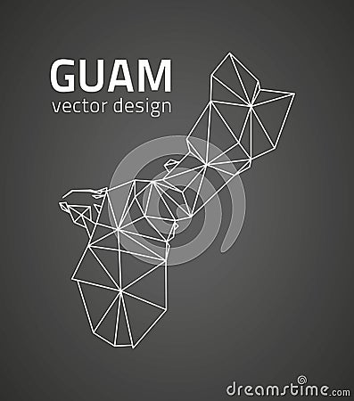 Guam black triangle vector mosaic outline map Vector Illustration