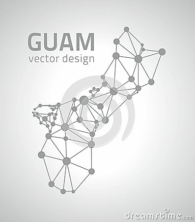 Guam vector dot grey outline triangle perspective modern map Vector Illustration