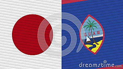 Guam and Japan Two Half Flags Together Stock Photo