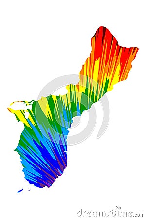 Guam - map is designed rainbow abstract colorful pattern Vector Illustration