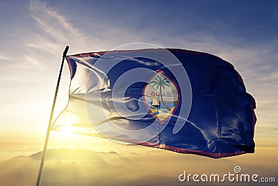 Guam national flag textile cloth fabric waving on the top Stock Photo