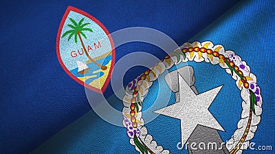 Guam and Northern Mariana Islands two flags textile cloth, fabric texture Stock Photo