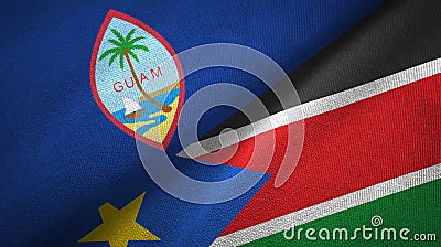 Guam and South Sudan two flags textile cloth, fabric texture Stock Photo