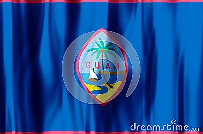 Guam colorful waving and closeup flag illustration Cartoon Illustration