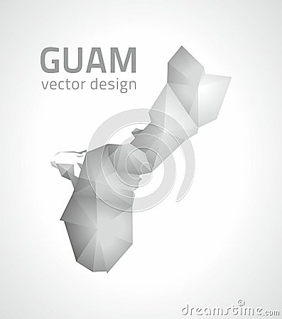 Guam vector polygonal modern grey and silver map of America Vector Illustration