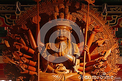 Guan Yin sculpture Thousand Hand Stock Photo