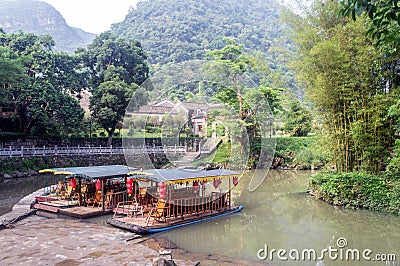 Guangxi province China, famous tourist attractions in Hezhou, Huang Yao ancient town. Editorial Stock Photo