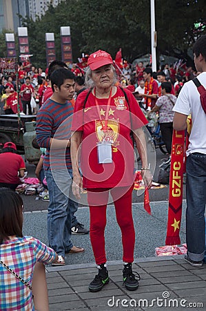 Guangzhou Evergrande win the AFC Champions League,Fans from around the country before the game photo Editorial Stock Photo