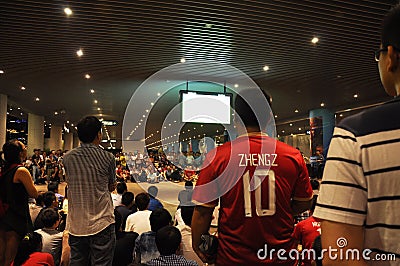 Guangzhou Evergrande win the AFC Champions League,Results outside the stadium waiting for the game fans Editorial Stock Photo