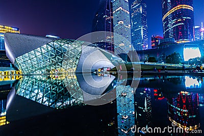 Guangzhou Opera House night landscape Editorial Stock Photo